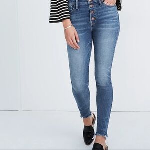 Madewell 10" High-Rise Skinny Distressed Raw Hem Medium Wash Size 26